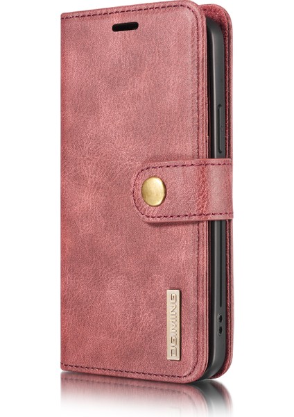 IPhone 12 Pro Max-Wine Red Için Çıkarılabilir 2'si Bir Arayla Çizelge Bölünmüş Deri Cüzdan Kabuğu+Pc Arka Kabuk (Yurt Dışından)