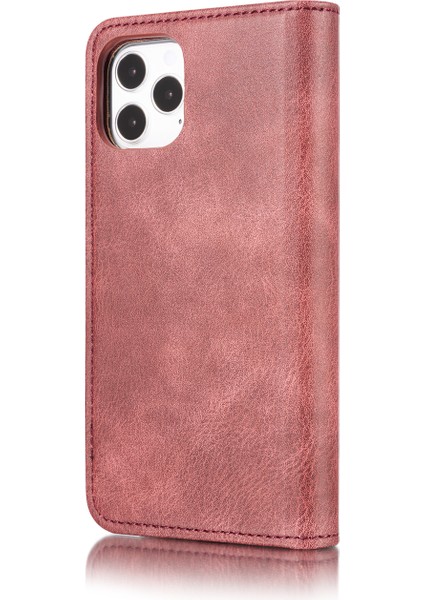 IPhone 12 Pro Max-Wine Red Için Çıkarılabilir 2'si Bir Arayla Çizelge Bölünmüş Deri Cüzdan Kabuğu+Pc Arka Kabuk (Yurt Dışından)