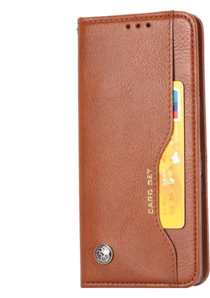 Iphone 12 Pro/12 Stand ile Klasik Oto Emirli Deri Cüzdan Kapağı - Kahverengi (Yurt Dışından)