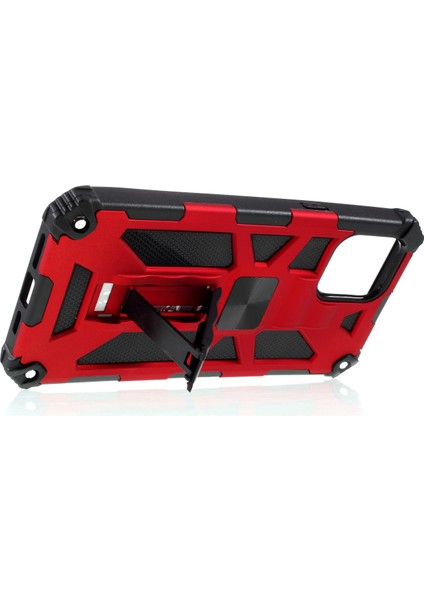 Iphone 12 Pro/12 Için Manyetik Metal Sac Kickstand Pc+Tpu Kapağı ile Zırh Şok Geçirmez - Kırmızı (Yurt Dışından)