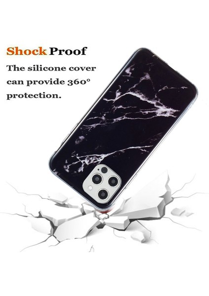 Iphone 12 Pro Max Yumuşak Tpu Kasa Şık Mermer Desen Imd Koruyucu Telefon Geri Kapak Black (Yurt Dışından)