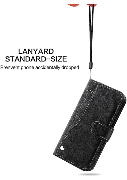 Iphone 12/12 Pro Telefon Kılıfı Için Retro Doku Cep Telefon Kılıfı Anti-Çizgi Pu Deri Dergi Dönen Kart Yuvaları Tutucu Stand Cüzdan Kapak Black (Yurt Dışından)