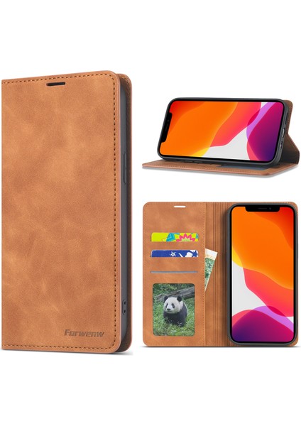 Iphone 12 Pro/12 Için Deri Ipeksi Dokunuş Kılıfı - Kahverengi (Yurt Dışından)