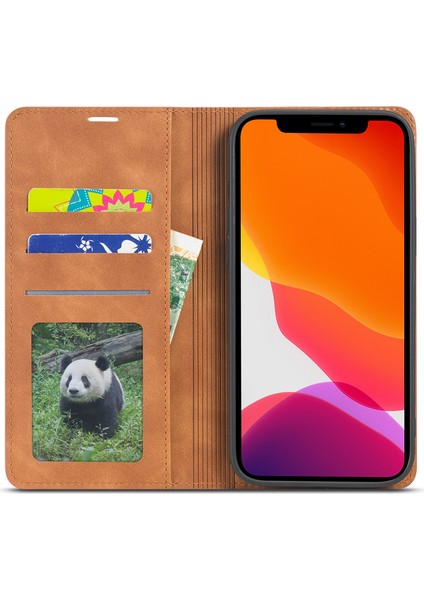 Iphone 12 Pro/12 Için Deri Ipeksi Dokunuş Kılıfı - Kahverengi (Yurt Dışından)