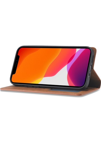 Iphone 12 Pro/12 Için Deri Ipeksi Dokunuş Kılıfı - Kahverengi (Yurt Dışından)