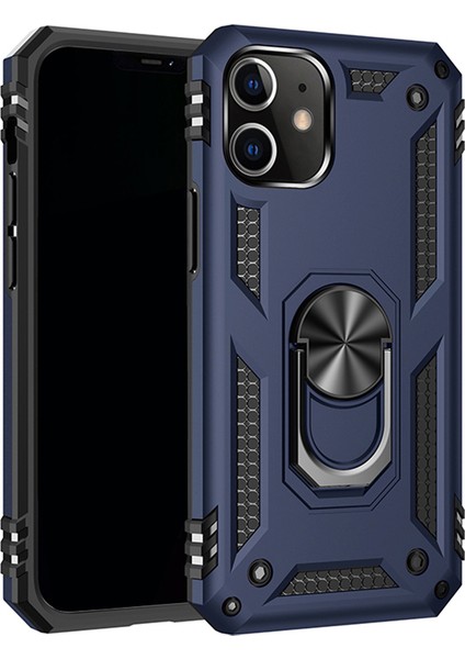 Anti -Drop Pc + Tpu Hibrit Cep Telefonu Kapağı Iphone 12/12 Pro - Blue Için Ring Kickstand ile (Yurt Dışından)