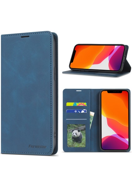 Iphone 12 Pro/12 Için Deri Ipeksi Dokunma Kılıfı - Mavi (Yurt Dışından)