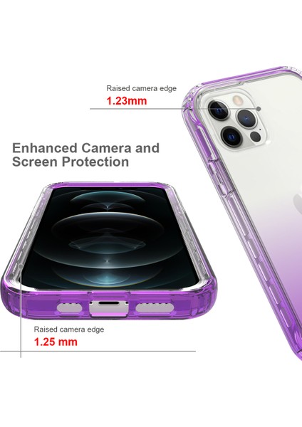 Iphone 12/12 Pro-Mor Için Iyi Korunmuş 2'si Gradyan Renk Tasarımı Pc+Tpu Telefon Kılıfı-Mor (Yurt Dışından) fiyatları