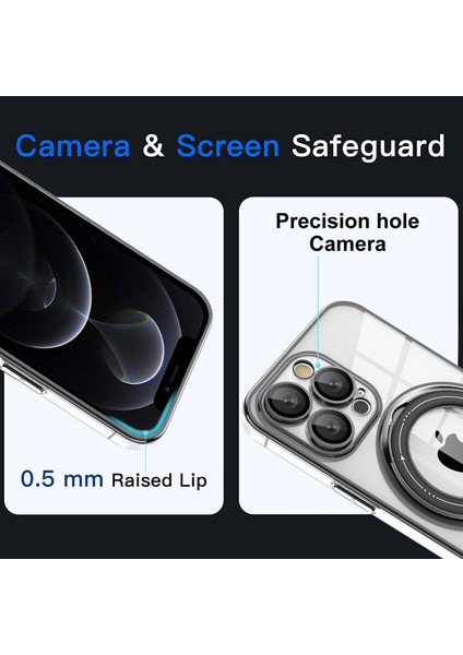 Pc+Tpu Iphone 12 Pro Max Rotatable Ring Kickstand Cover Için Magsafe-Mavi ile Uyumlu (Yurt Dışından)