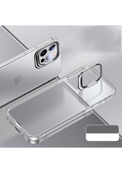 Iphone 12 Pro Max - White Için Gizli Kickstand ile Yeni Stil Mat Plastik+Tpu Edge Telefon Kılıfı (Yurt Dışından)