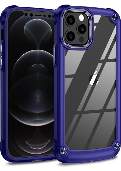 Iphone 12 Pro Max Telefon Kılıfı Için Köşe Yastıklar Telefon Kılıfı 360 Derek Koruma Pc+Tpu Hibrid Telefon Kapağı Kılıf Mavisi/mavi (Yurt Dışından)