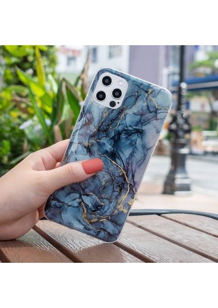 Iphone 12 Pro Max Yumuşak Tpu Kasa Şık Mermer Desen Imd Koruyucu Telefon Geri Kapak Grey (Yurt Dışından)