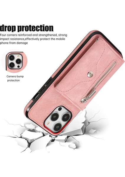 Iphone 12/12 Pro Pu Derisi+Tpu Tonacı Kırıca Kılak Kullanıcı Kapak Kurulu Kapak - Gül Altın (Yurt Dışından)