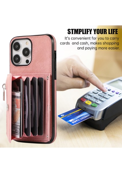 Iphone 12/12 Pro Pu Derisi+Tpu Tonacı Kırıca Kılak Kullanıcı Kapak Kurulu Kapak - Gül Altın (Yurt Dışından)