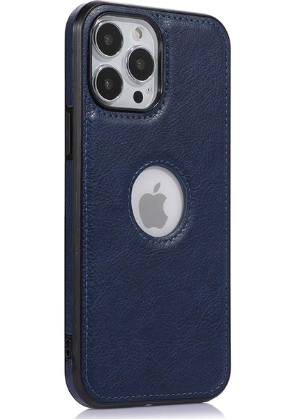 Iphone 12 Pro Max 6.7 Inç Logo Görüntüleyin Telefon Kılıfı Yumuşak Tpu+Pu Telefon Kapağı - Mavi (Yurt Dışından)