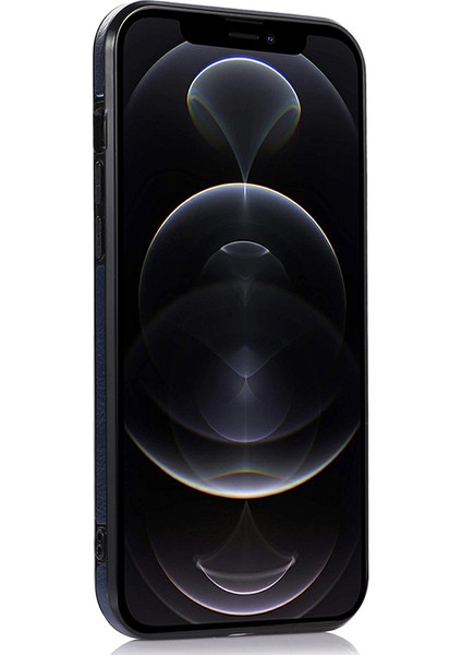 Iphone 12 Pro Max 6.7 Inç Logo Görüntüleyin Telefon Kılıfı Yumuşak Tpu+Pu Telefon Kapağı - Mavi (Yurt Dışından)