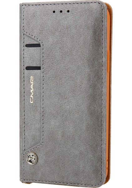 Pu Deri Kart Yuvaları Iphone 12/12 Pro - Gray Için Cüzdan Telefon Kapak Kılıfı (Yurt Dışından)