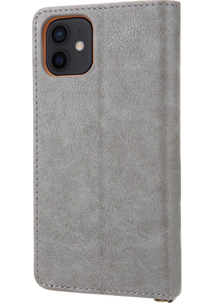 Pu Deri Kart Yuvaları Iphone 12/12 Pro - Gray Için Cüzdan Telefon Kapak Kılıfı (Yurt Dışından) fiyatları