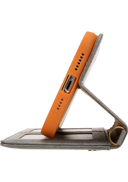 Pu Deri Kart Yuvaları Iphone 12/12 Pro - Gray Için Cüzdan Telefon Kapak Kılıfı (Yurt Dışından) fırsatları