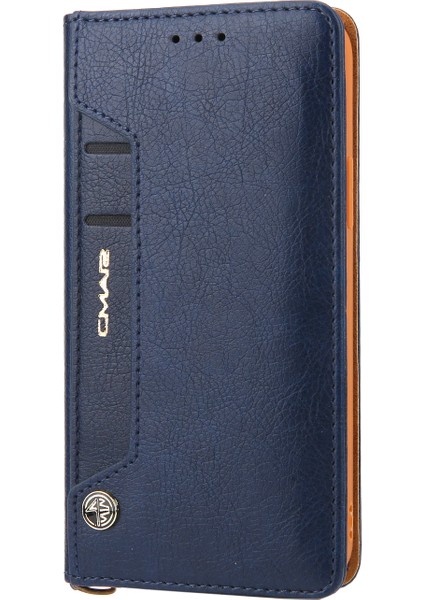 Pu Deri Kart Yuvaları Iphone 12/12 Pro - Mavi Için Cüzdan Telefon Kapak Kılıfı (Yurt Dışından)