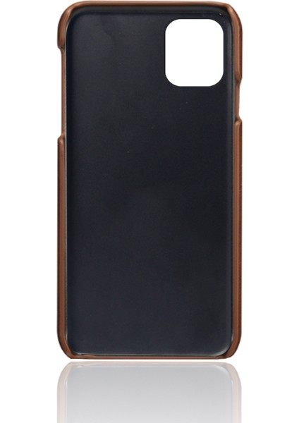 Iphone 12 Pro Max 6.7 Inç-Kahverengi Için Çift Kart Yuvalı Pu Deri Kaplı Pc Kabuğu (Yurt Dışından)