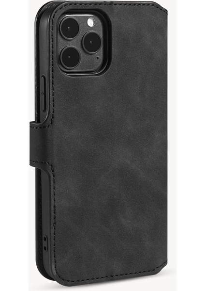 Iphone 12 Pro/12 Için Deri Cüzdan Kabuğu - Siyah (Yurt Dışından)