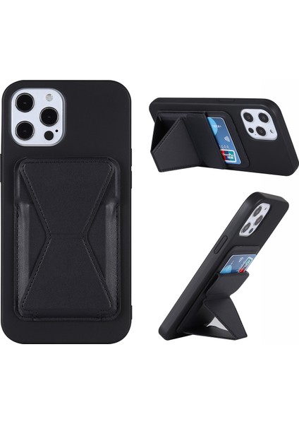 Iphone 12/12 Pro/12 Pro Max Için Kalite Deri Kart Tutucusu Kickstand Telefon Kılıfı - Black (Yurt Dışından)