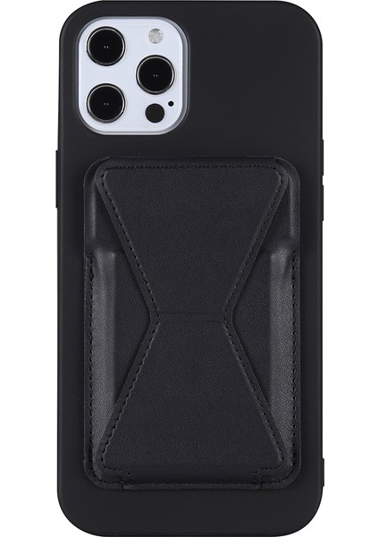 Iphone 12/12 Pro/12 Pro Max Için Kalite Deri Kart Tutucusu Kickstand Telefon Kılıfı - Black (Yurt Dışından)