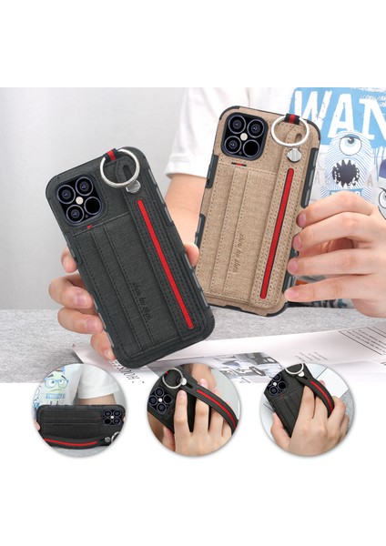 Shouhushen Kart Tutucu Kumaş Kaplamalı Pc Tpu Hibrid Kapak Aksesuarı Iphone 12 Pro Max 6.7 Inç Kahverengi (Yurt Dışından) fiyatları
