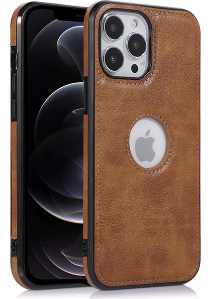 Iphone 12 Pro Logo Için Anti Drop Telefon Kılıfı Yumuşak Tpu+Pu Telefon Kapağını Görüntüle - Brown (Yurt Dışından)