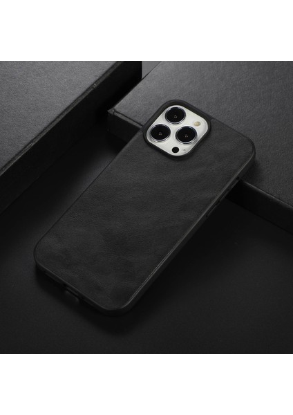 Iphone 12 Pro Max Anti-Cratch Telefon Kapağı Dokulu Pu Deri Kaplama Kılıfı Damla Koruyucu Koruyucu Telefon Kabuk Black (Yurt Dışından) fiyatları