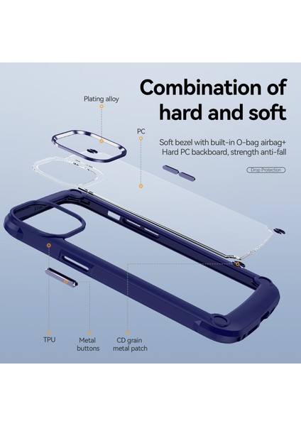 Iphone 12 Pro Max Telefon Kılıfı Için Köşe Yastıklar Telefon Kılıfı 360 Derek Koruma Pc+Tpu Hibrid Telefon Kapağı Kılıf Mavisi/mavi (Yurt Dışından) modelleri