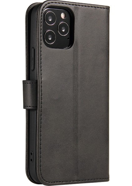 Iphone 12/12 Pro - Black Için Klasik Stil Manyetik Deri Telefon Kapak Kılıfı (Yurt Dışından) modelleri