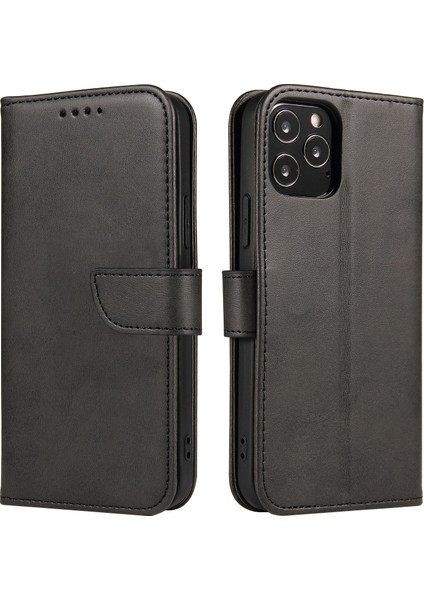 Iphone 12/12 Pro - Black Için Klasik Stil Manyetik Deri Telefon Kapak Kılıfı (Yurt Dışından) fırsatları