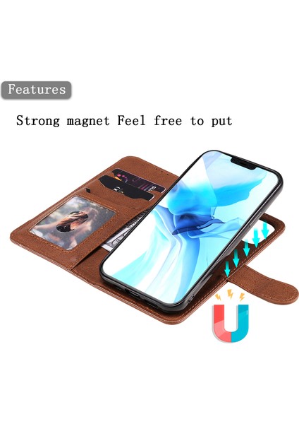Iphone 12/12 Pro Phone Case Anti-Fall Manyetik Kt Deri Serisi-3 Çıkarılabilir 2'si 1 Arada Cüzdan Tasarım Deri Kılıf-Brown (Yurt Dışından)