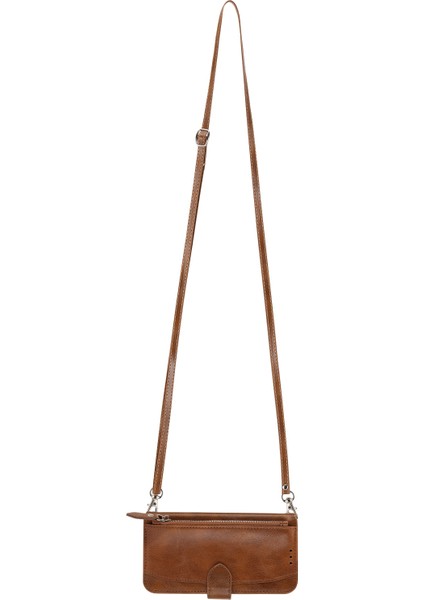 Iphone 12/12 Pro Telefon Kılıfı Stand Stand Cüzdan Tarzı Anti-Fall Kılıfı Zipper Cep Pu Deri Deri Şok Geçirmez Telefon Kabuğu Uzun/kısa Kayışlar-Kahverengi (Yurt Dışından)