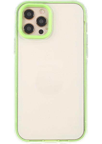 IPhone 12/12 Pro-Light Green Için Soyunabilen 3'ü Tasarım Makarna Renkli Kenar Hibrit Telefon Kapak Kılıfı (Yurt Dışından)