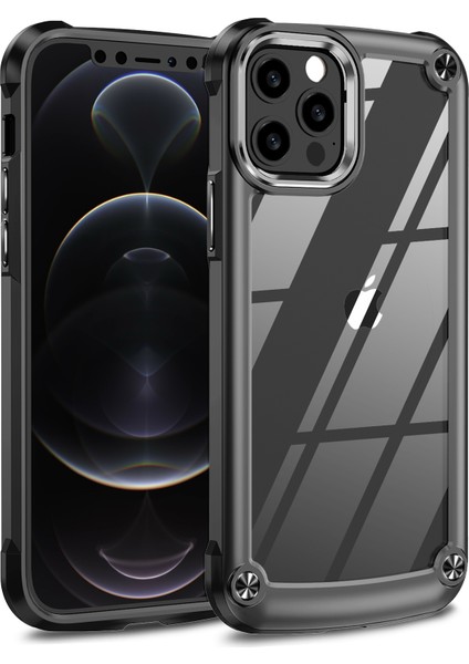 Iphone 12 Pro Max Telefon Kılıfı Için Köşe Yastıklar Telefon Kılıfı 360 Derek Koruma Pc+Tpu Hibrid Telefon Kapağı Kılıf Kara/siyah (Yurt Dışından)