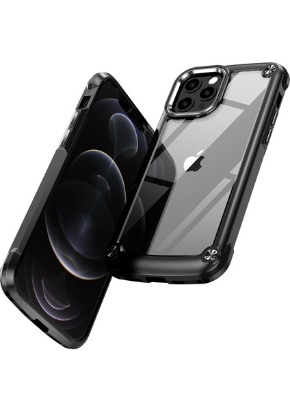 Iphone 12 Pro Max Telefon Kılıfı Için Köşe Yastıklar Telefon Kılıfı 360 Derek Koruma Pc+Tpu Hibrid Telefon Kapağı Kılıf Kara/siyah (Yurt Dışından)