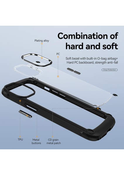 Iphone 12 Pro Max Telefon Kılıfı Için Köşe Yastıklar Telefon Kılıfı 360 Derek Koruma Pc+Tpu Hibrid Telefon Kapağı Kılıf Kara/siyah (Yurt Dışından)