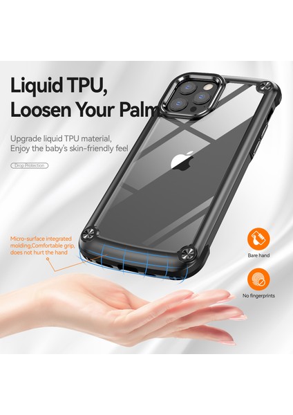 Iphone 12 Pro Max Telefon Kılıfı Için Köşe Yastıklar Telefon Kılıfı 360 Derek Koruma Pc+Tpu Hibrid Telefon Kapağı Kılıf Kara/siyah (Yurt Dışından)