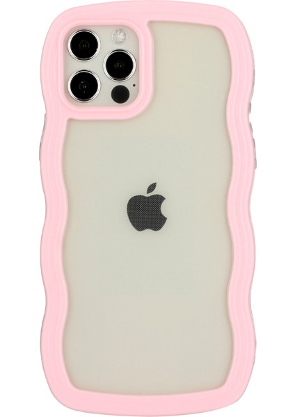 Iphone 12/12 Pro Wavy Edge Renk Çerçevesi Şeffaf Arka Kapak Çarpma Geçirmez Pc+Tpu Telefon Vaka-Pembe (Yurt Dışından)