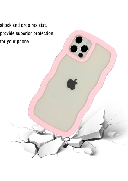 Iphone 12/12 Pro Wavy Edge Renk Çerçevesi Şeffaf Arka Kapak Çarpma Geçirmez Pc+Tpu Telefon Vaka-Pembe (Yurt Dışından)