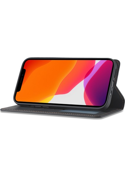 Iphone 12 Pro Max 6.7 Inç Için Ipeksi Dokunmatik Deri Kapak - Siyah (Yurt Dışından)
