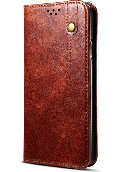Mumsu Çılgın At Dokusu Tpu + Pu Deri Telefon Kapak Kabuğu Iphone 12/12 Pro - Brown (Yurt Dışından) modelleri