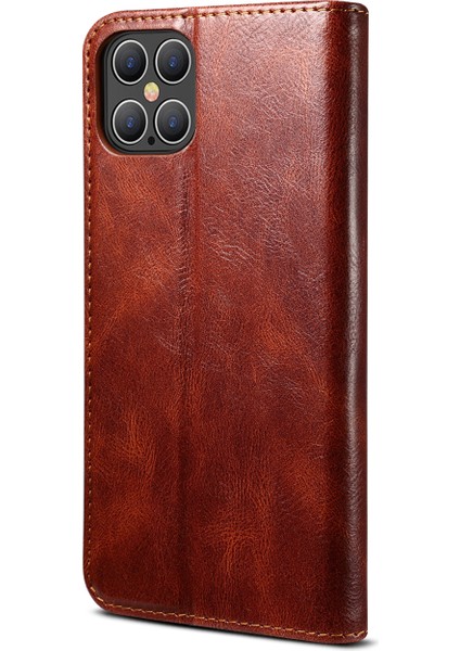 Mumsu Çılgın At Dokusu Tpu + Pu Deri Telefon Kapak Kabuğu Iphone 12/12 Pro - Brown (Yurt Dışından) fırsatları