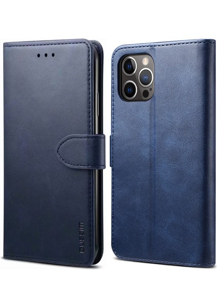 Manyetik Kapatma Toka Deri Telefon Cüzdan Stand Kılıfı Iphone 12/12 Pro-Blue Için (Yurt Dışından)