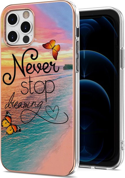 Iphone 12 Pro Max Telefon Kılıfı Için Elektrokaplatma Imd Slim Shockproof Tpu Yumuşak Kauçuk Kapağı-Durma Hayalini Durdur (Yurt Dışından)