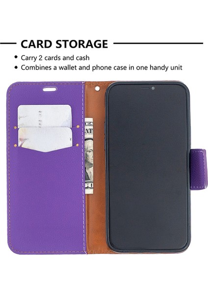 Iphone 12 Pro/iphone 12 Için Cüzdan Deri Stand Kılıflı Litchi Yüzeyi - Mor (Yurt Dışından) modelleri