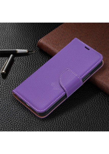 Iphone 12 Pro/iphone 12 Için Cüzdan Deri Stand Kılıflı Litchi Yüzeyi - Mor (Yurt Dışından) fırsatları